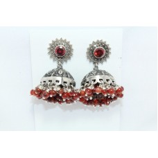 925 sterling silver jhumki dangle earrings orange zircon bead stones